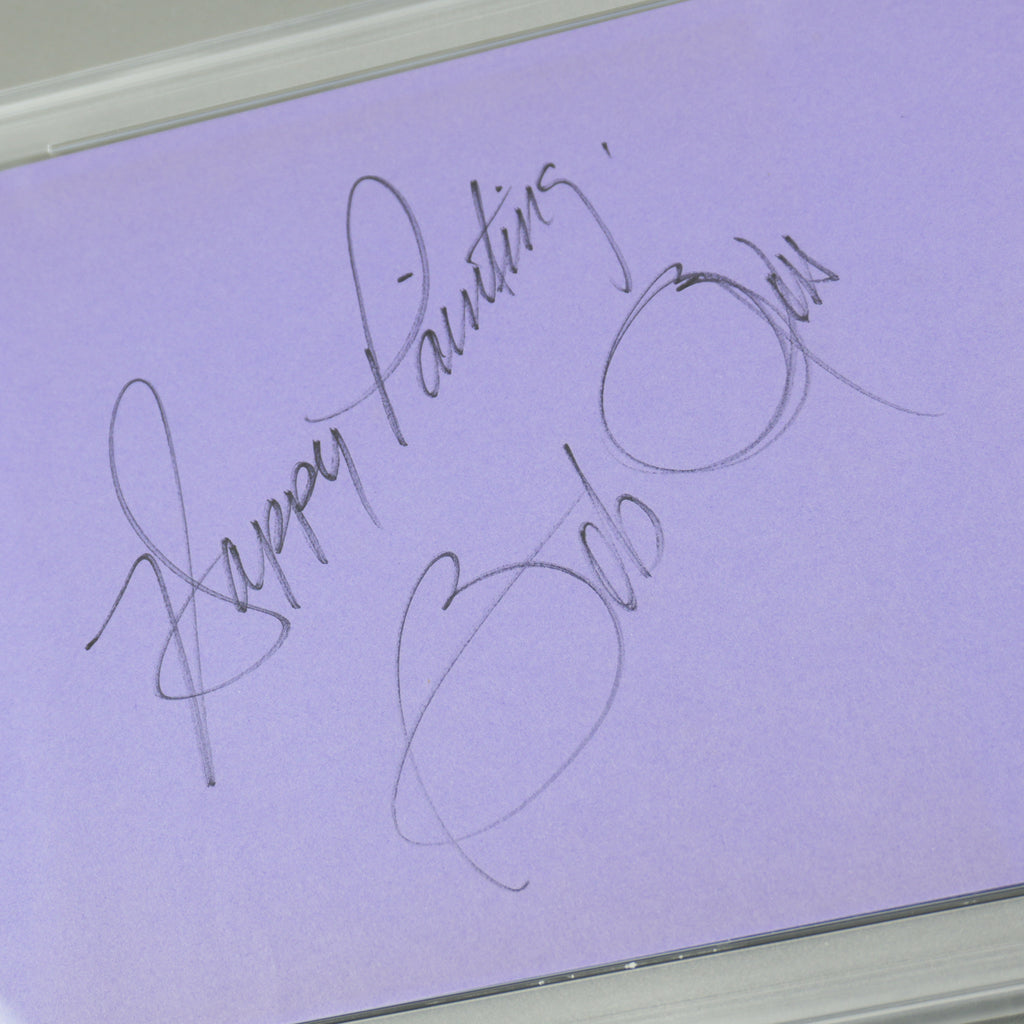 Bob Ross - 8.5"x11" Large "Happy Painting" Autographed Sheet [PSA]