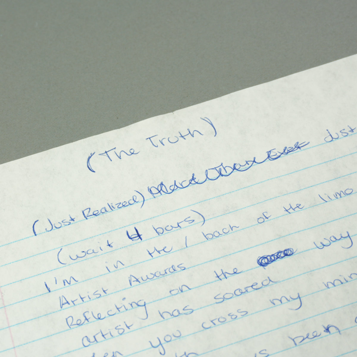 Drake - Handwritten “The Truth” Mixtape Era Lyric Sheet [BECKETT]