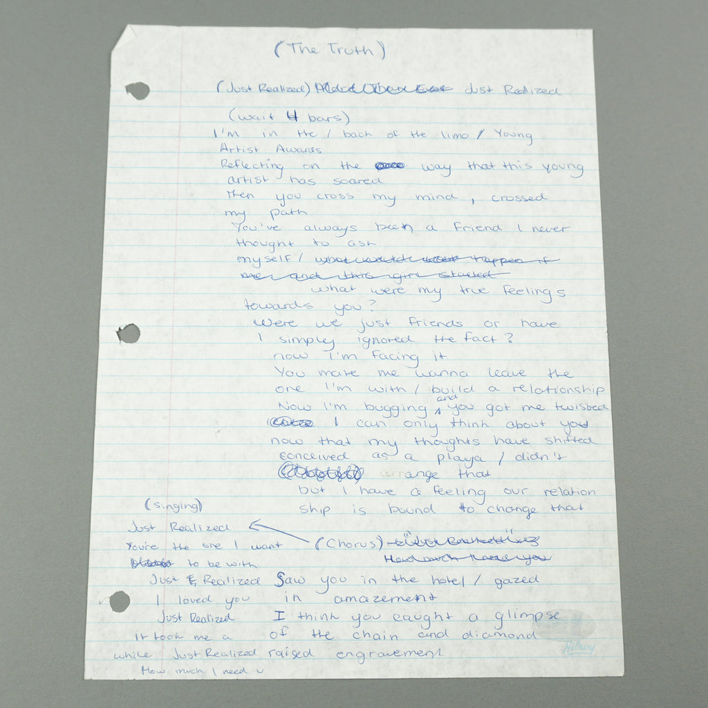 Drake - Handwritten “The Truth” Mixtape Era Lyric Sheet [BECKETT]