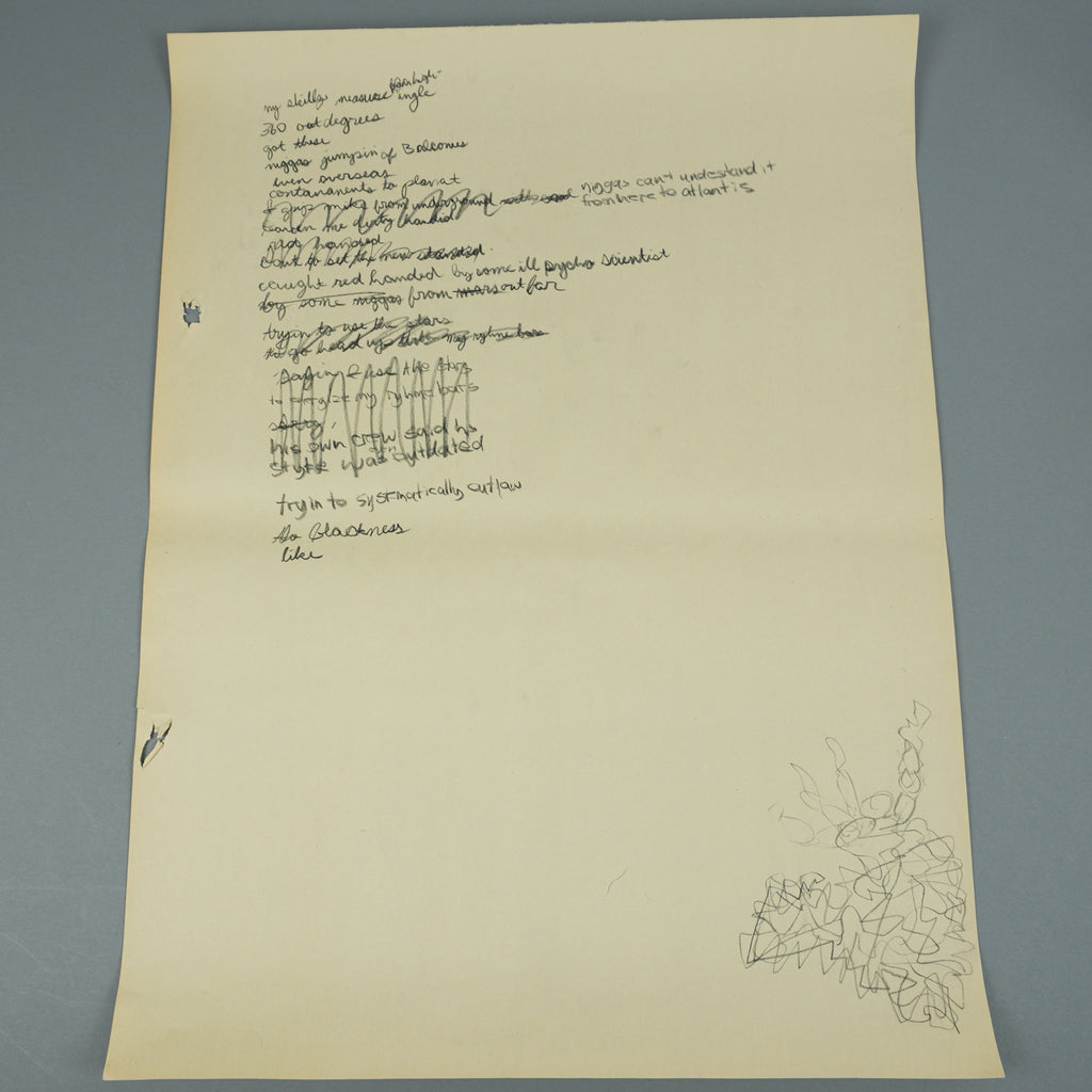 Kanye West - Handwritten "Ill Psycho Scientist" Large Lyric Sheet [JSA]
