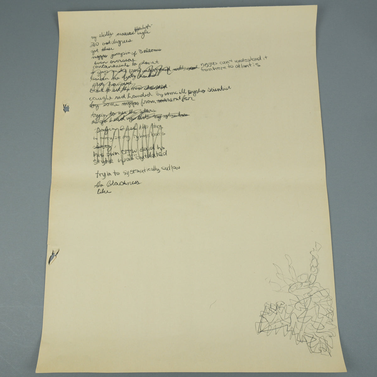 Kanye West - Handwritten "Ill Psycho Scientist" Large Lyric Sheet [JSA]