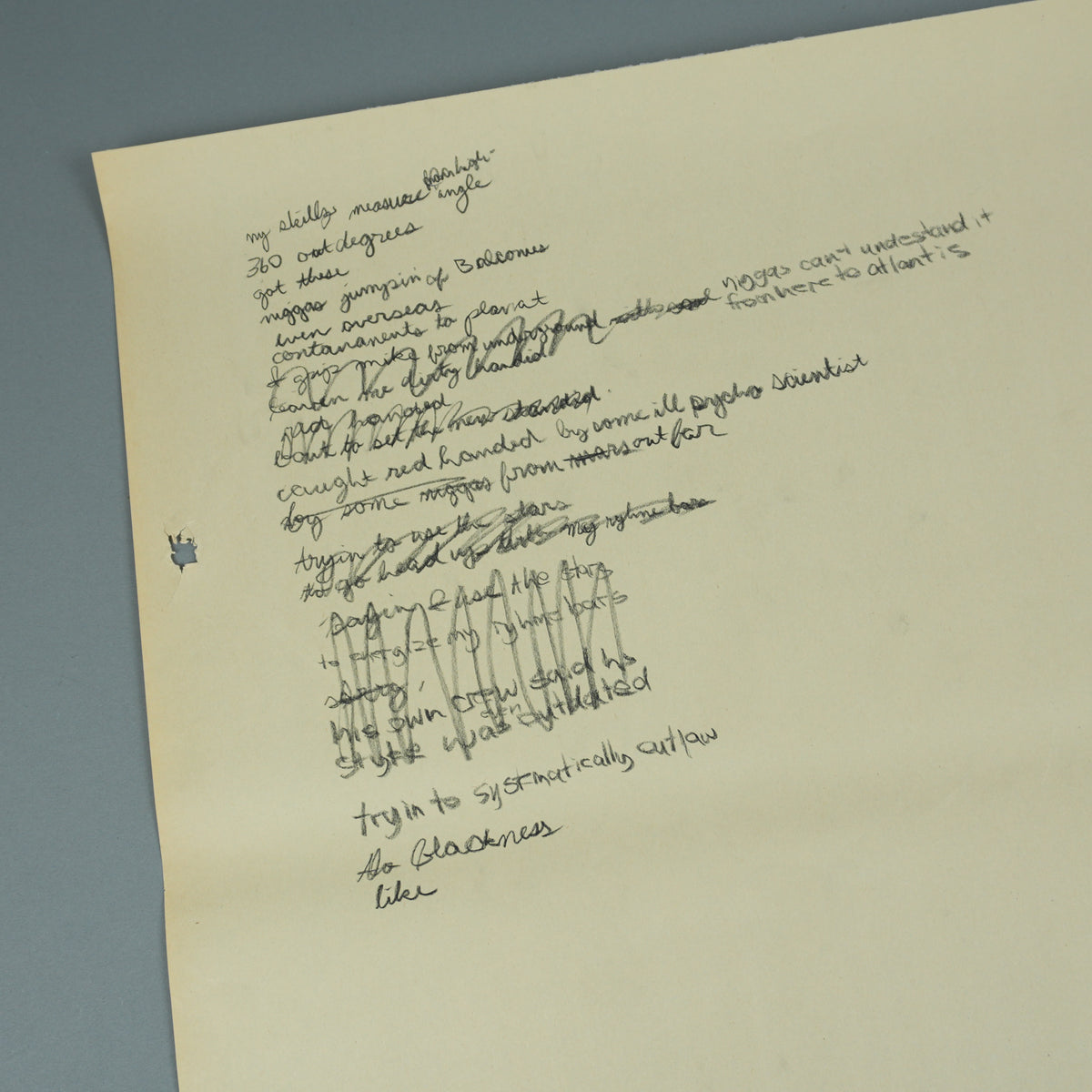 Kanye West - Handwritten "Ill Psycho Scientist" Large Lyric Sheet [JSA]