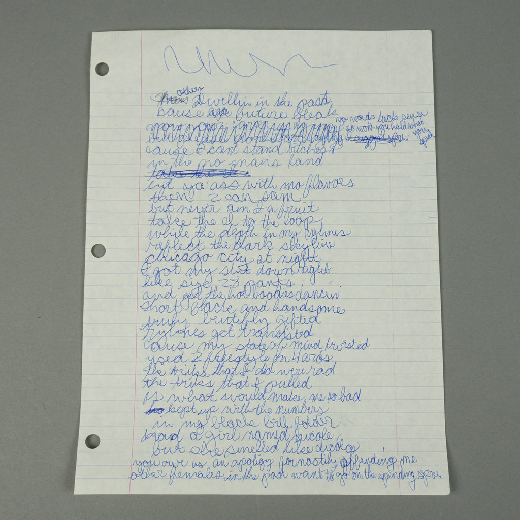 Kanye West - Handwritten "Chicago City At Night" Lyric Sheet [JSA]