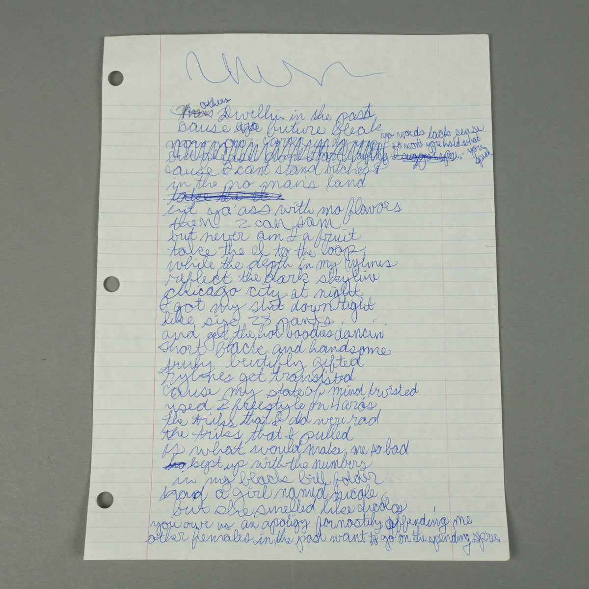 Kanye West - Handwritten "Chicago City At Night" Lyric Sheet [JSA]