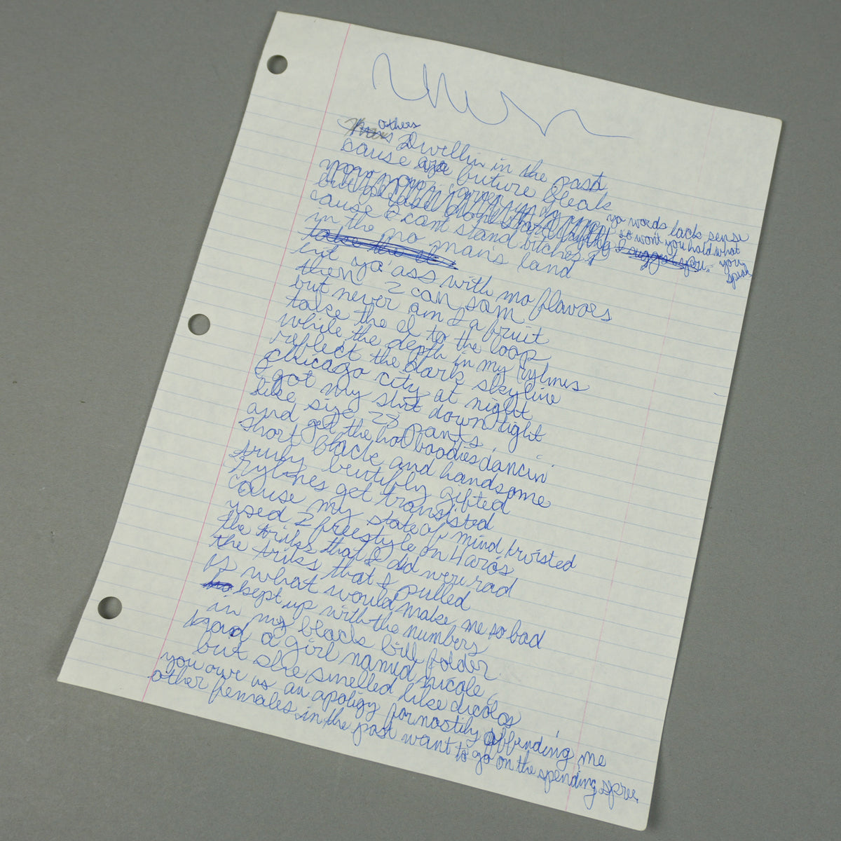 Kanye West - Handwritten "Chicago City At Night" Lyric Sheet [JSA]