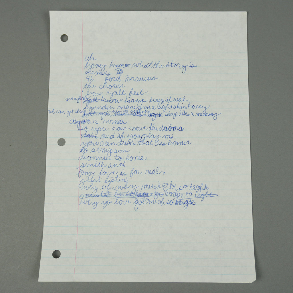 Kanye West - Handwritten "Kanye Keep It Real" Lyric Sheet [JSA]