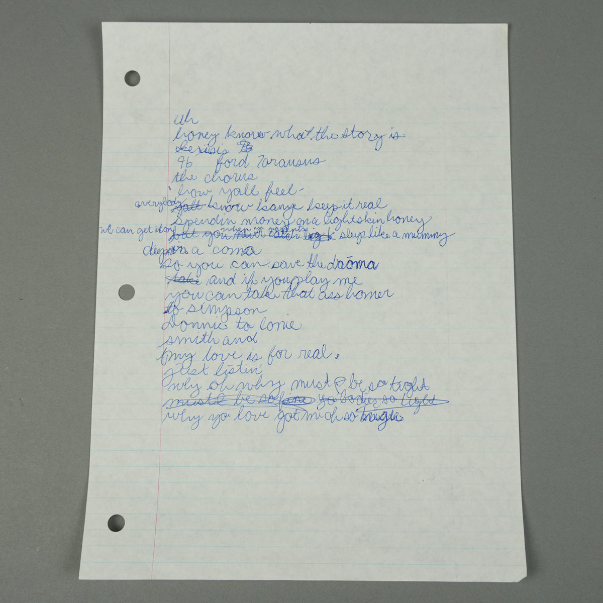Kanye West - Handwritten "Kanye Keep It Real" Lyric Sheet [JSA]