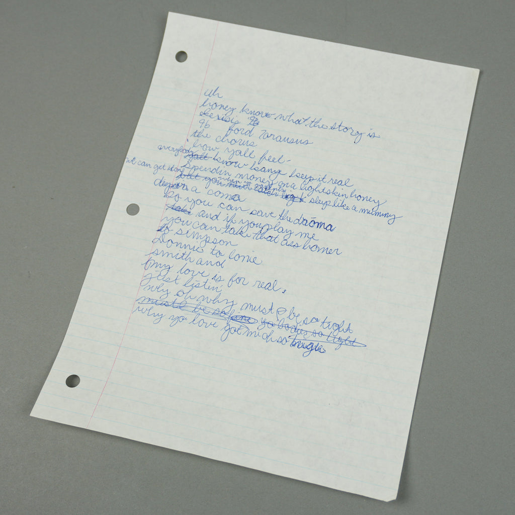 Kanye West - Handwritten "Kanye Keep It Real" Lyric Sheet [JSA]